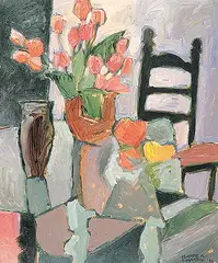 Claude A. Simard, Tulips Fresh from the Garden, 1990, acrylic on canvas