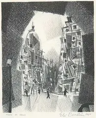 Eli Bornstein, Porte St. Denis, 1954, lithograph on paper