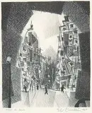 Eli Bornstein, Porte St. Denis, 1954, lithograph on paper