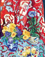 Mary Pavey, Black and Yellow Cloth, 1990, oil on wood board