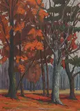 Lillian Newton Brown, Untitled - Autumn Forest, 1934, oil on paper board
