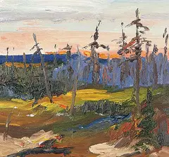 Rigmor Widell Clarke, Sunset in the Cub Hills, 1988, oil on canvas