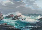 William Edward de Garthe, Stormy Atlantic, oil on canvas board