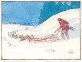 Hubert Valentine Fanshaw, A Northern Traveller, 1922, colour wood block on paper