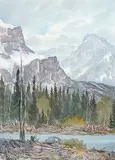 Elaine Fleming, Untitled - Mountains near Banff, watercolour on paper