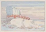 Hubert Valentine Fanshaw, Travelling On, 1923, colour wood block on paper