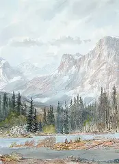 Elaine Fleming, Untitled - Mountains near Banff #2, watercolour on paper