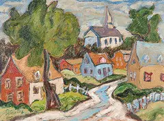 Raymond Girard, Chateau Richer, oil on hard board