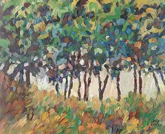 Treasure of Trees by Lory Lemco, 1984, oil on paper, sold Apr 2003