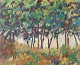 Lory Lemco, Treasure of Trees, 1984, oil on paper