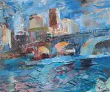 Alasdair Burns Monro, Calgary, Centre Street Bridge, oil on canvas