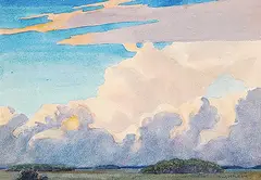 Thomas Wesley McLean, Storm at Sunset, Manitoba, watercolour on paper