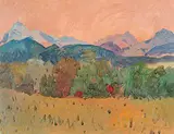 Alasdair Burns Monro, Evening Light Near Beaver Mines Lake, oil on paper