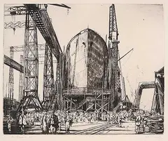John Charles Moody, The Shipyard #30/75, etching on paper
