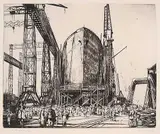 John Charles Moody, The Shipyard #30/75, etching on paper