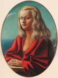 Timothy J. Phillips, Untitled - Portrait of a Woman in Red, oil on canvas