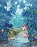 Claude Rollin, Sur le Canal de La Bruche ... Alsace, France, 1999, acrylic on canvas