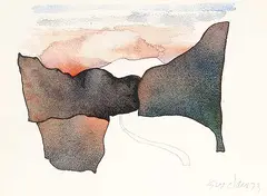 Untitled - Rocky Mountain Landscape with Road by Robert William Sinclair, 1973, watercolour on paper, sold Apr 2003