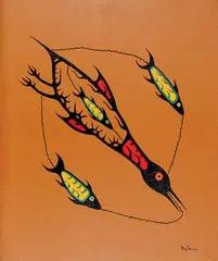 Fish Duck by Roy Thomas, acrylic on canvas board, sold Apr 2003