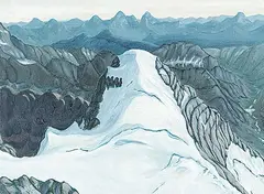 Kris Thorsteinsson, Mt. Huber and Huber Glacier from Mt. Victoria, oil on canvas
