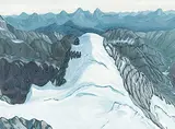 Kris Thorsteinsson, Mt. Huber and Huber Glacier from Mt. Victoria, oil on canvas