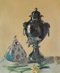 Robert Allan Barr, Untitled - Samovar, Figurine and Daffodils, 1946, oil on canvas