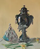Robert Allan Barr, Untitled - Samovar, Figurine and Daffodils, 1946, oil on canvas