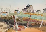 Stanley Ernest Brunst, Western Farm, 1937, watercolour on paper