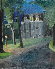 Alma Duncan, Residence at Night, 1947, oil on hard board