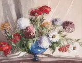 William Garnet Hazard, Untitled - Bouquet of Mums and Daisies, watercolour on paper
