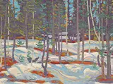 Pinewoods, Spring, 1973 by Illingworth Kerr, 1973, oil on plywood, sold Dec 2002