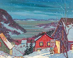 Devant l'Etable by Claude Langevin, oil on canvas, sold Dec 2002