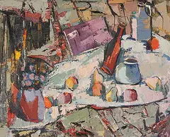 Henri Leopold Masson, Still Life in Landscape, 1960, oil on canvas