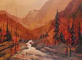 Jacques Poirier, Rapides en automne, oil on canvas