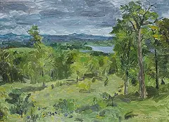 William Goodridge Roberts, Untitled - Summer Landscape, oil on hard board