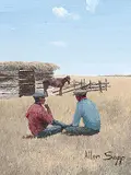 Allen Sapp, Looking at the Horse, 1976, acrylic on canvas