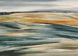 Carl Schaefer, Oat Field from Pinnacle Hill, Waterloo County, July 22, 1969, 1969, watercolour on paper