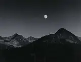 Moon Rise from Glacier Point, Yosemite National Park, California by Ansel Adams, 1958, silver photograph on paper, sold Dec 2002