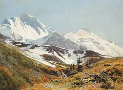 Percy Dixon, Untitled - Snow-capped Mountains, watercolour on paper