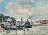 Martinus Leonardus Middelhoek, Untitled - Leaving the Ferry, watercolour on paper