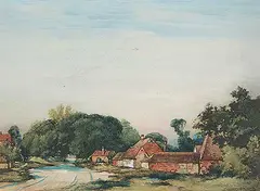 David Murray Smith, Untitled - The Country Village, watercolour on paper
