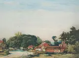 David Murray Smith, Untitled - The Country Village, watercolour on paper