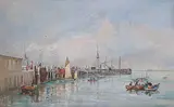 Percy Elizabeth Flora Thomas, Swanage Pier, 1888, 1888, watercolour on paper
