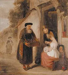 Thomas Webster, The Travelling Jeweller, oil on wood panel
