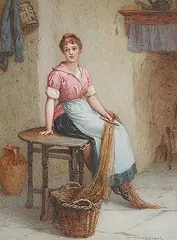 William Harris Weatherhead, Untitled - The Young Net Mender, watercolour on paper