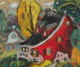 Pierre Bedard, Loin de la Ville, oil on hard board