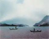 Lloyd Fitzgerald, Fishermen on Bras d'Or, 1981, acrylic on paper