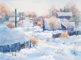 Alex Fong, Untitled - Snowy Lane, watercolour on paper