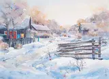 Untitled - Winter Village by Alex Fong, watercolour on paper, sold Dec 2002