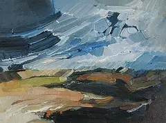 Landscape Impression by Leslie Frederick Graff, oil on hard board, sold Dec 2002